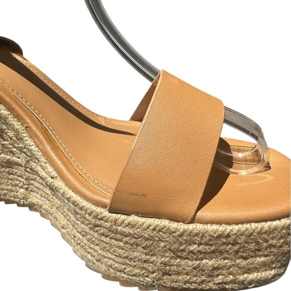 FOREVER 21‎ Tan Espadrilles Wedge Strap Strappy Heels Womens Size 7.5 - Picture 4 of 8